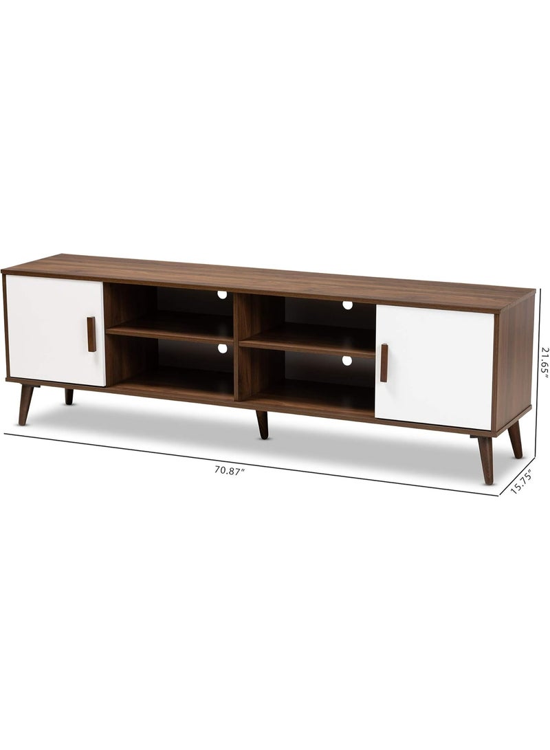 Baxton Studio TV Stands, One Size, Walnut Brown/White - Image 3